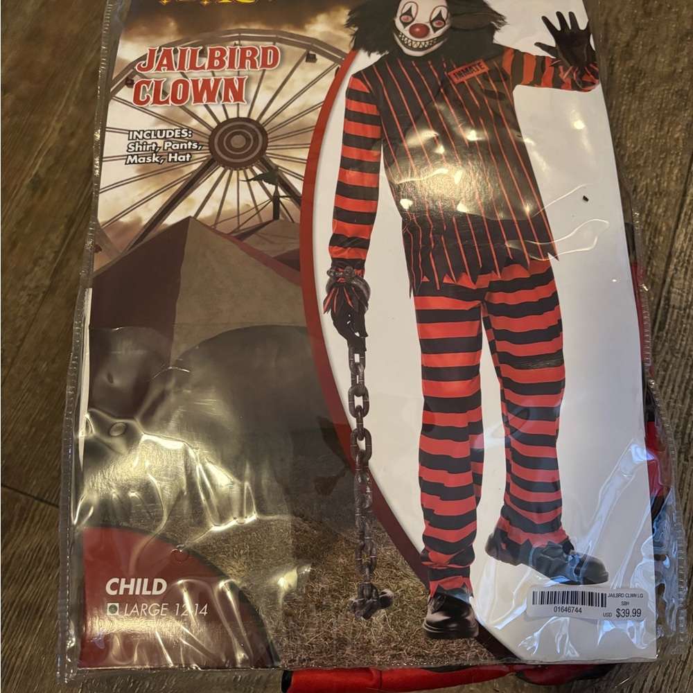 Jailbird Clown Kids Costume - Red and Black